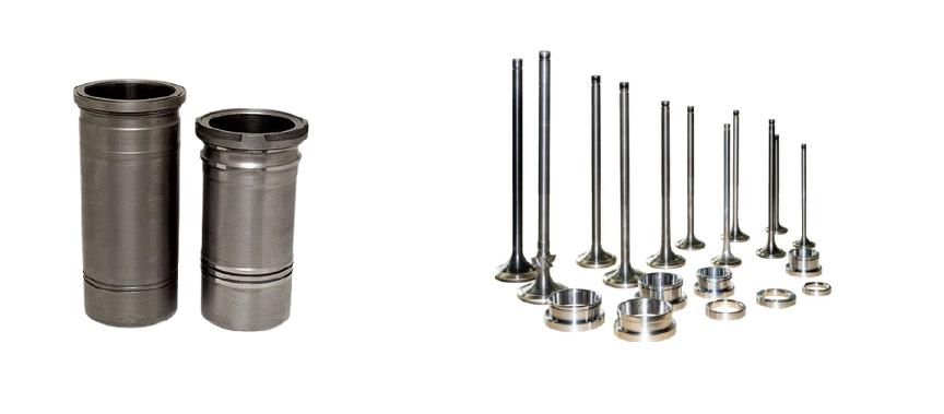Cylinder liners and exhaust valves